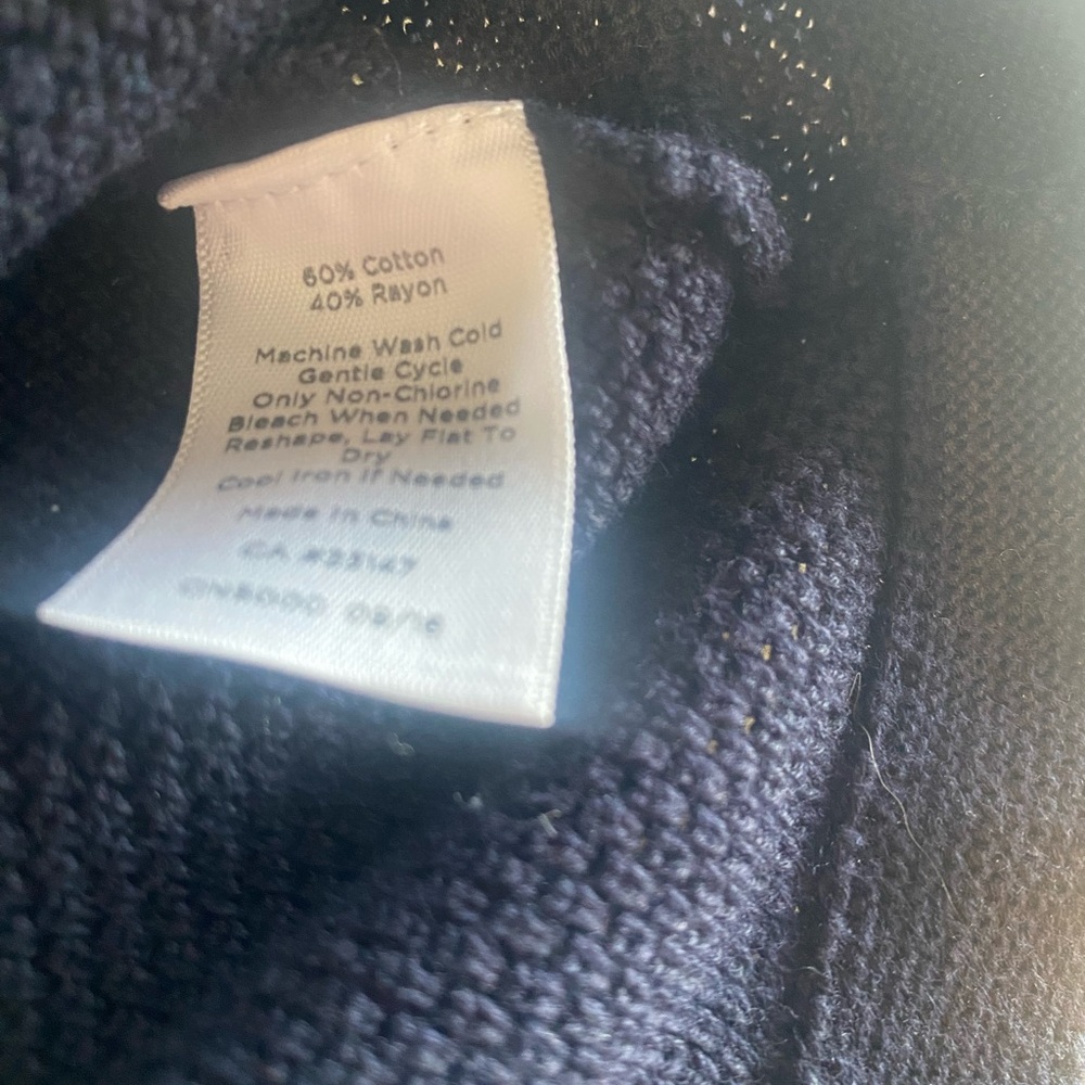 Talbots Dark Blue Textured Knit Top Women’s Large Petite Preloved - Picture 7 of 8